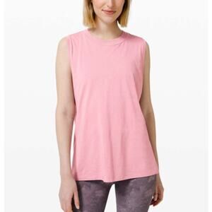 Lululemon All Yours Boyfriend Tank Pink Taupe Pima Cotton Lyocell Stretch Size 4